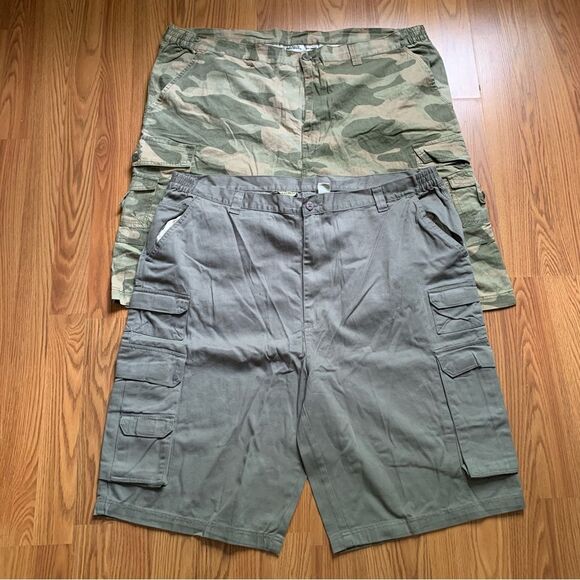 2 Boulder Creek Pocket Cargo Shorts Men Tall Size 46 Camo And Grey NWOT